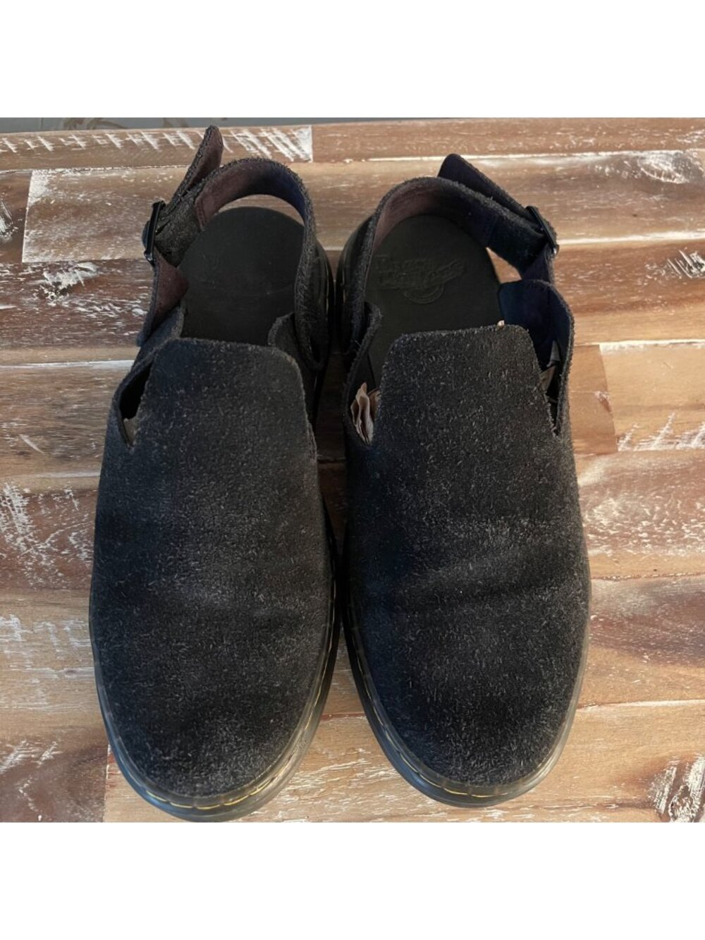 Dr Doc Martens Carlson Slingback Mule Sandals Size 9L Black Suede Leather Clogs